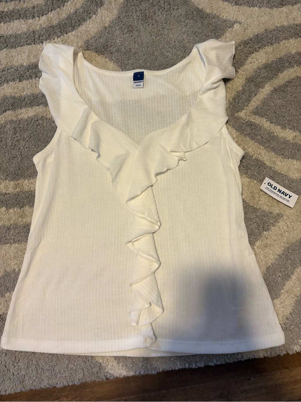 Old Navy White Ruffle Scoop Neck Sleeveless Camisole